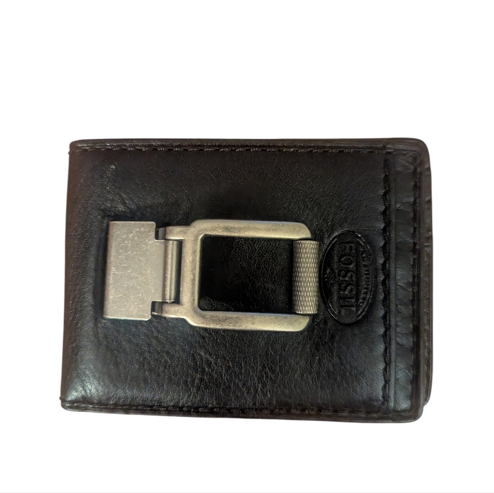 Fossil Black Wallet with Metallic Clip